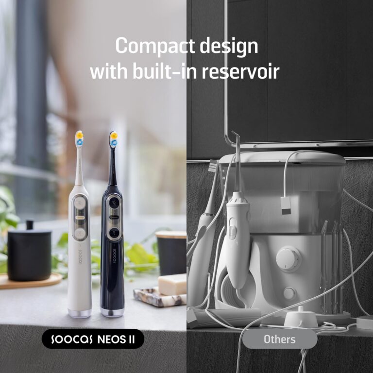 Soocas NEOS II - Electric Toothbrush with Water Flosser, Sonic Electric Toothbrush for Adults, Cordless Water Flosser for Travel, Portable Oral Irrigator, 100% Plaque Removal, Pearl White - Image 4