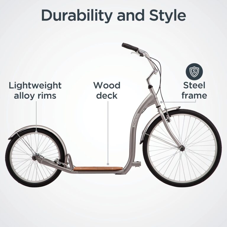 Schwinn Shuffle Adult Scooter, 26-Inch Front Wheel, 20-Inch Rear Wheel, Alloy Linear Pull Brakes, Steel Frame, Grey - Image 7