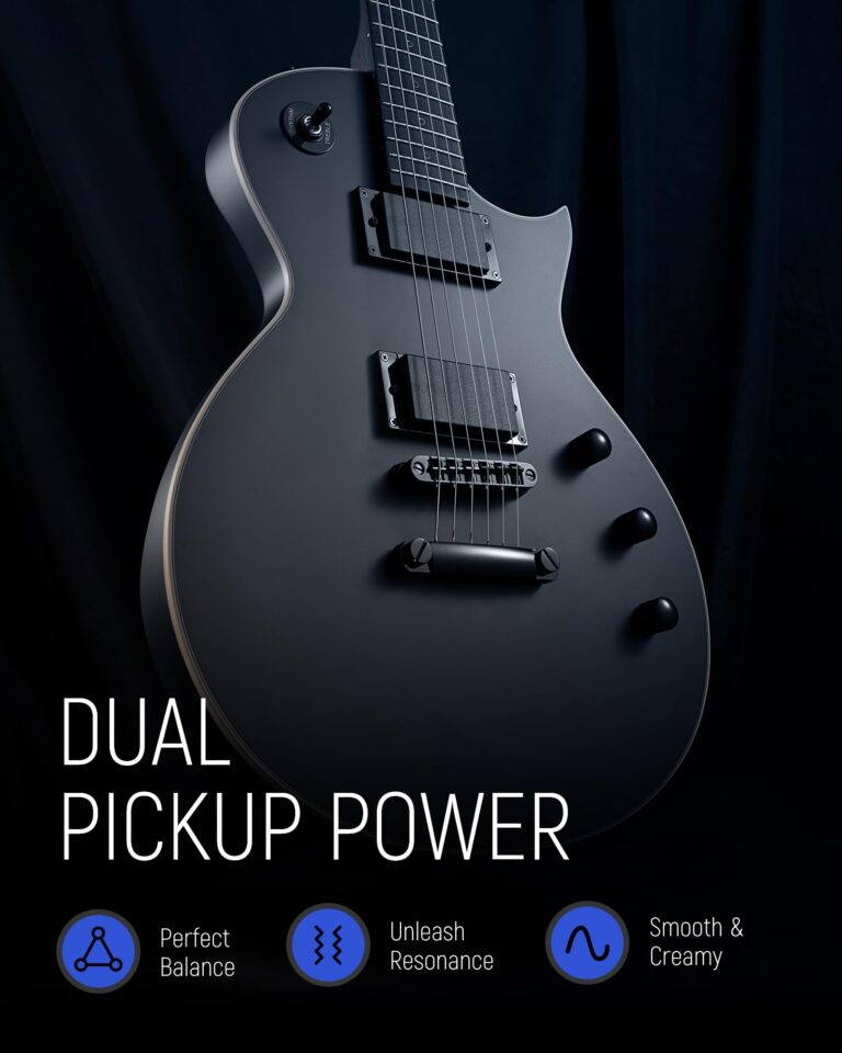 Fesley 39" LP Electric Guitar Kit: Full Size Solid Body Electric Guitars for Beginners with Humbucker Pickups, Poplar Body, Mahogany Neck,22 Frets,6 String Guitar with Gig Bag,Cable,FLP350,Matte,Black - Image 6