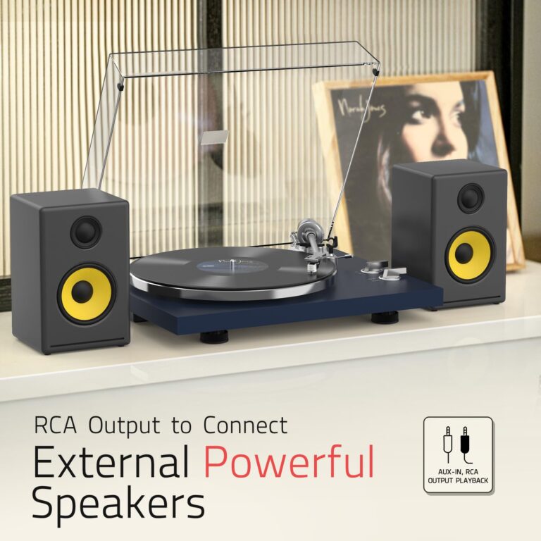 Turntables Belt-Drive Record Player with Wireless Output Connectivity Vinyl Player 33&45 RPM Speed Phono Line Output USB Digital to PC Recording ATN3600L MM Cartridge&Counterweight Dark Blue - Image 4