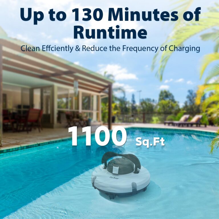 Redkey S100 Cordless Robot Pool Cleaner, Last 130Min, 18° Slope Angle, Automatic Pool Vacuum for Above Ground/Inground Pools, Self-Parking Pool Cleaner with Filter Basket, Pool Robot Up to 1100 sq.ft - Image 7