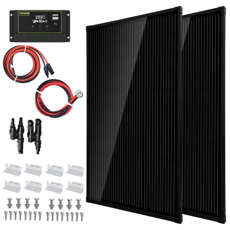 Topsolar Solar Panel Kit 340（2 * 170W Watt 12 Volt Monocrystalline Off Grid System for Homes RV Boat + 30A 12V/24V Solar Charge Controller + Solar Cables + Z-Brackets for Mounting