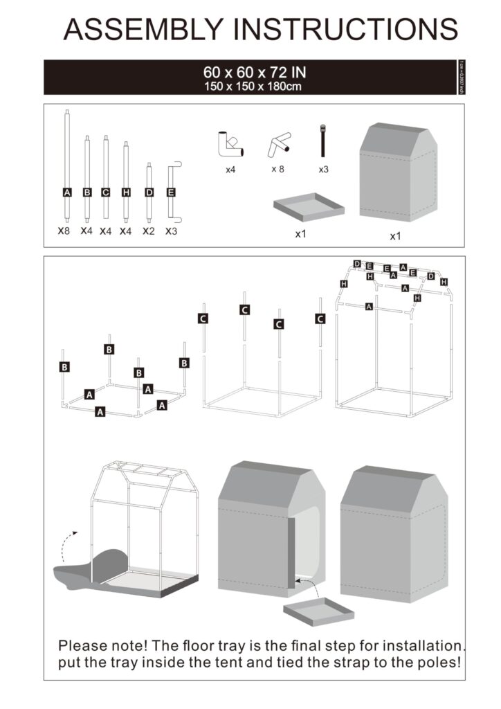 5x5 Grow Tent, 60"x60"x72" Roof Cube Plant Grow Tent, Indoor Growing Tent with Observation Windows, Lightproof Roof Cube Tent with Floor Tray, Mylar Hydroponic Tent - Image 2