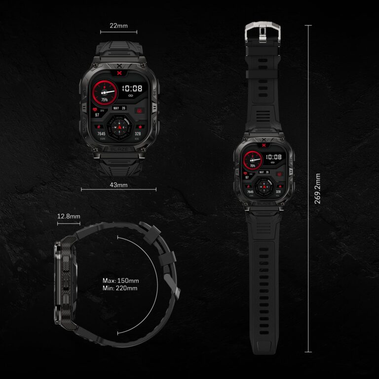 CARBINOX Blaze Smart Watch with GPS (Sport Mode), Rugged Fitness Tracker Waterproof IP69K, Compatible with Android and iOS, 170+ Sports Modes, Gorilla Glass Screen, Make/Receive Calls (Square) - Image 3