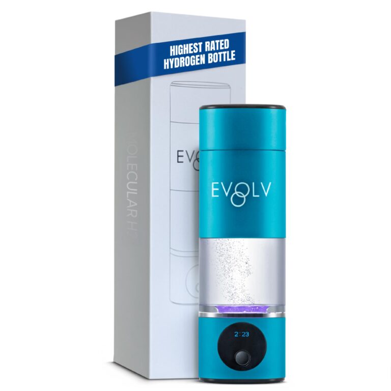 EVOLV Hydrogen Water Bottle Generator – SPE & PEM Water Ionizer 5.42PPM, Highest Concentrated Dose – 8oz Hydrogenated Water Bottle for Improved Energy & Inflammation Support - Easy to Use, Turquoise