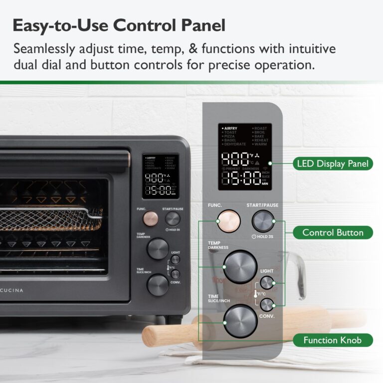 VAL CUCINA Infrared Heating Air Fryer Toaster Oven Combo, with Non-toxic Enamel-coated Interior, Extra Large Countertop Convection Oven 10-in-1 Combo, 6-Slice Toast, Enamel Baking Pan Easy Clean - Image 9