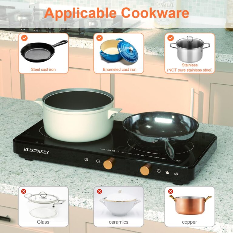 Induction Cooktop 2 Burner with Removable Cast Iron Griddle Pan Non-Stic,Portable Double Induction Cooktop with Timer&Digital Temperature Control,Black - Image 7