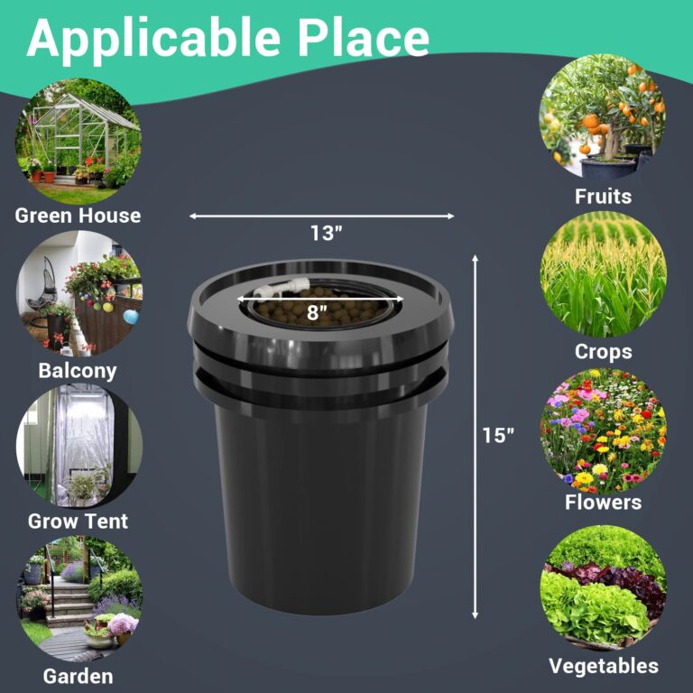 RDWC Top Feed Drip Hydroponics Systems 6 Buckets + Reservoir, Recirculating Deep Water Culture Hydroponic Bucket System, 5 Gallon Hydroponics Grow System Kit with Water Pump, Air Pump - Image 5