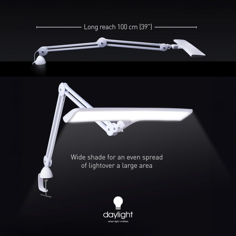 Daylight Company Lumi Task Lamp,+95 CRI, 4000 Lux,Craft Light, Super Bright Desk Lamp, Touch Dimmable, 2 Brightness Levels, Ideal Table Light, Drawing Lamps - Metal - 15 W - Image 5