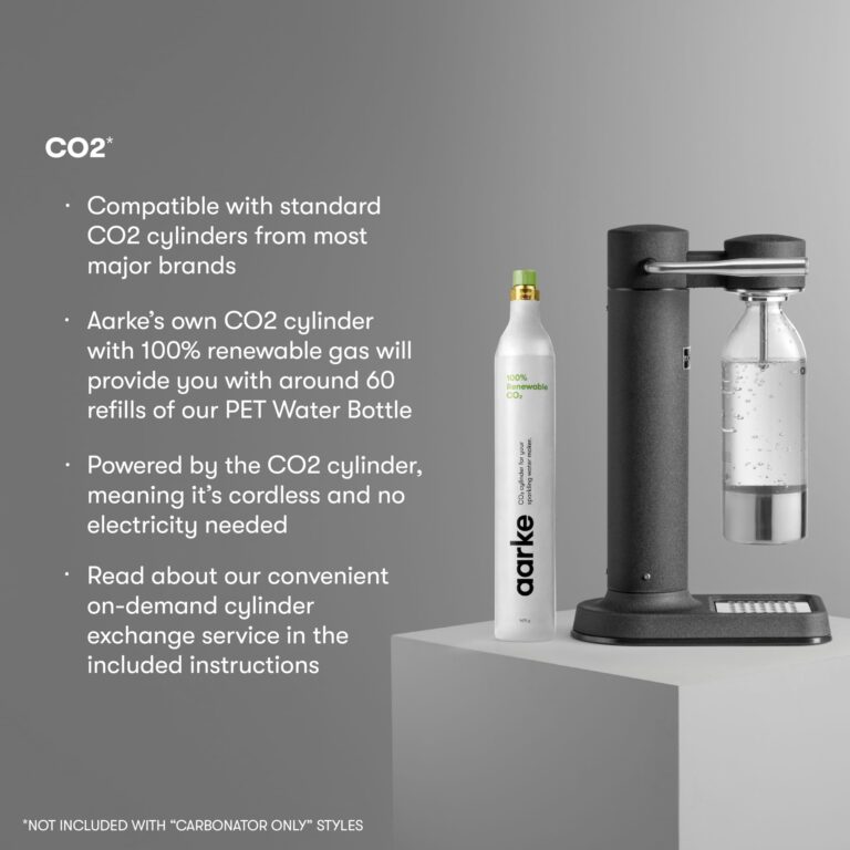 aarke Carbonator lll with CO2 Cylinder, Sparkling & Carbonation Water Machine, Stainless Steel with PET BPA-Free Reusable Bottle Volume 800 mL (Matte Black) - Image 6