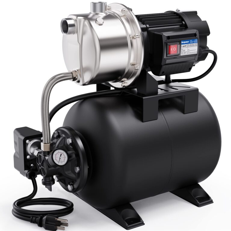 Acquaer 1.6 HP Shallow Well Pump with Pressure Tank, Stainless Steel, 1320 GPH 115V Irrigation Pump, Automatic Water Booster Jet Pump for Home, Garden, Lawn