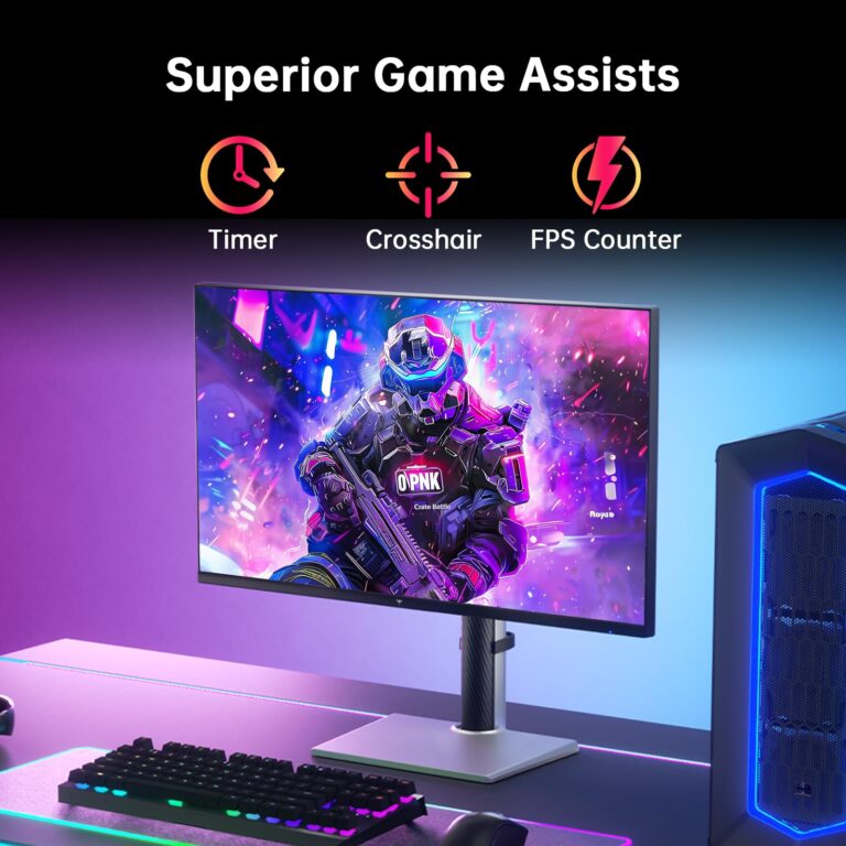 KTC 27 Inch White Gaming Monitor 300Hz/320Hz, QHD 1440P Fast IPS Computer Monitor with Adaptive FreeSync, HDR400, Height/Pivot/Swivel/Tilt Adjustable, DP&HDMI, H27E6 - Image 4