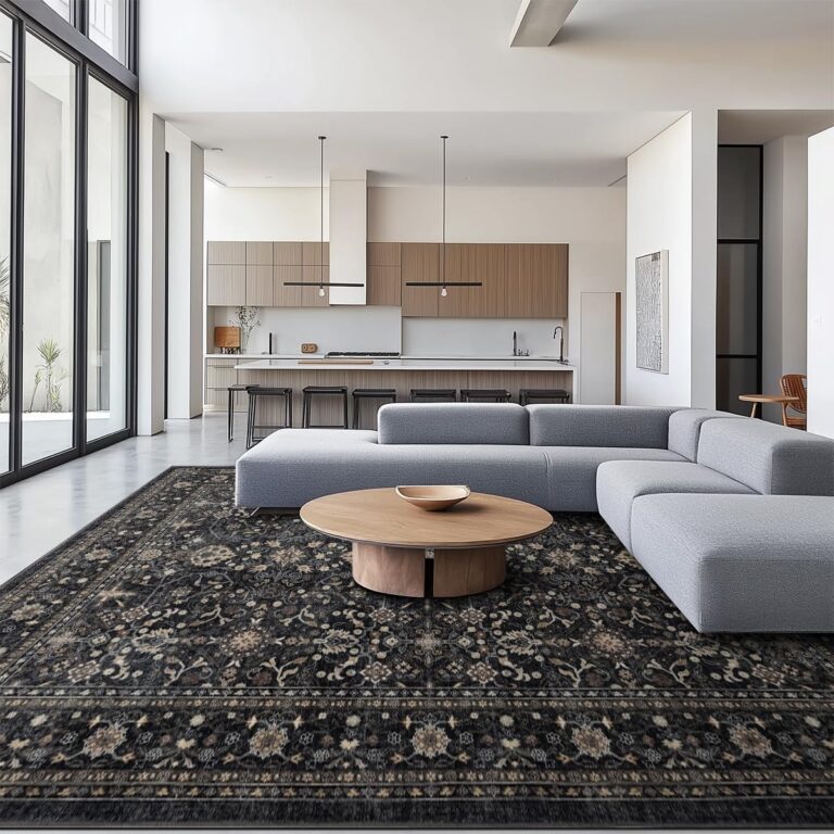 Ruaruarug Area Rug Non Slip Machine Washable Ultra Soft Outdoor/Living Room/Classroom/Bedroom/Kitchen Dark Gray, 8'×10'