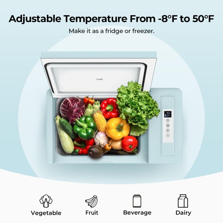 BougeRV Green 23Quart Portable Refrigerator, 12 Volt Fridge 22L, Portable Freezer Compressor Cooler 12/24V DC 110~240 Volt AC for Truck Van RV Camper -7℉~50℉ - Image 6