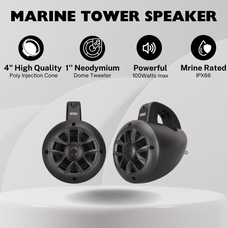 NOAM NUTV4 Quad - 4 Channels Marine Bluetooth ATV/Golf Cart/UTV Tower Speakers Stereo System - Image 6