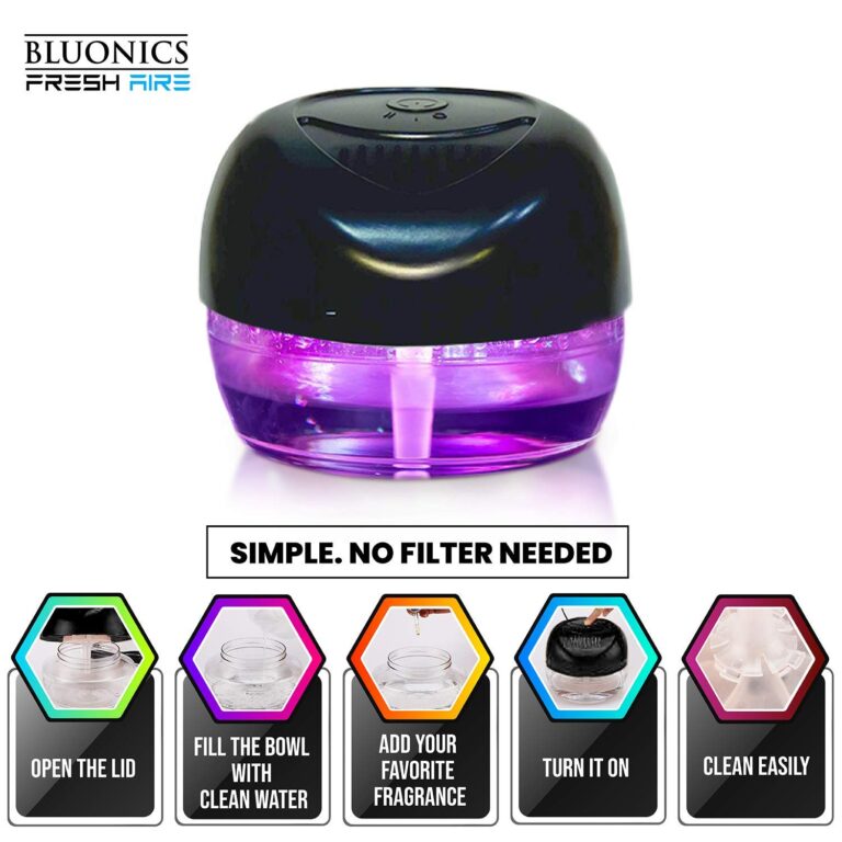 Bluonics 4-Pack Fresh Aire Water Based Revitalizer. Black Color with 7 LED Color Changing Lights White Noise Machine Use Essential Oils and Fragrances - Image 3