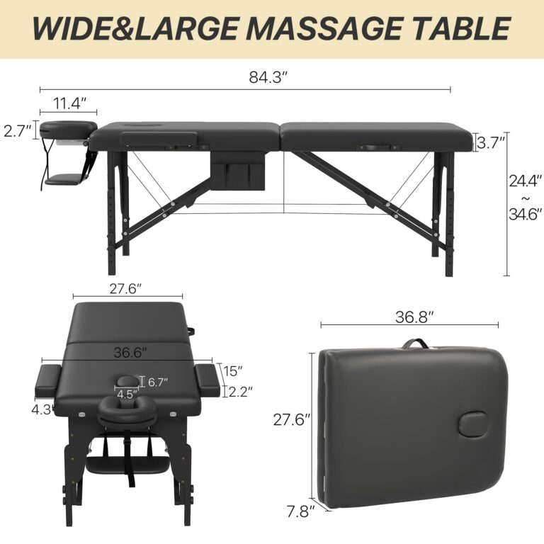 KCC Memory Foam Massage Table Premium Portable Foldable Massage Bed Height Adjustable, 84 Inches Long 28 Inchs Wide Home Salon Spa Bed Tattoo Table with Accessories &Carrying Case, Easy Set Up - Image 8