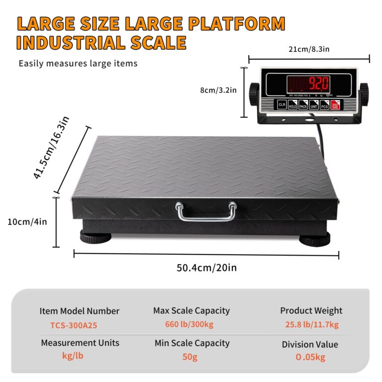 WISHSOM 660lbs Heavy Duty Postal Scale with Steel, Ultra Durable Large Verstile Digital Shipping Scale, Scale for Packages/Pets/Luggage/Warehouse/Office/Orchard/Body Weight/Home/Commerce/Industry - Image 5