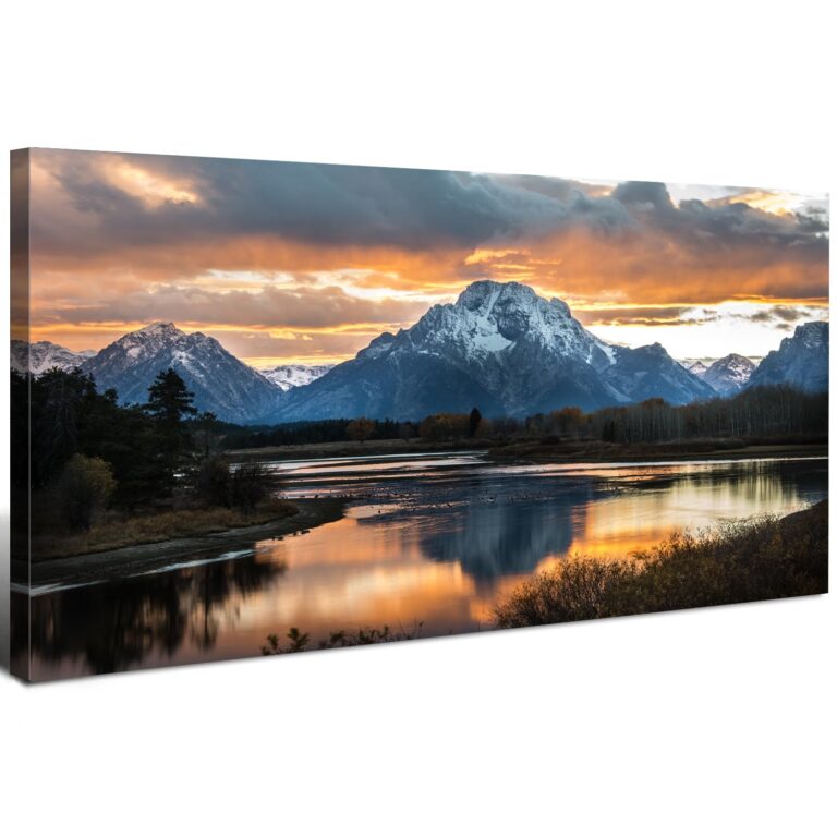 Mountain Wall Art for Living Room Sunset Nature Wall Decor National Park Poster Grand Teton Landscape Canvas Prints Picture Wyoming Painting Artwork for Bedroom Living Room Home Decoration 30x60”
