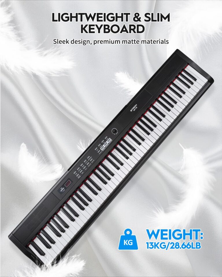 STRICH Digital Piano Keyboard with Stand - Full Size Electric Keyboard with Semi-Weighted 88 Keys, Sustain Pedal, Music Rest - 900 Sounds, 700 Rhythms, Portable Design for Beginners, Black, SEP-150 - Image 8