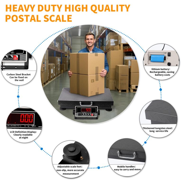 WISHSOM 660lbs Heavy Duty Postal Scale with Steel, Ultra Durable Large Verstile Digital Shipping Scale, Scale for Packages/Pets/Luggage/Warehouse/Office/Orchard/Body Weight/Home/Commerce/Industry - Image 7