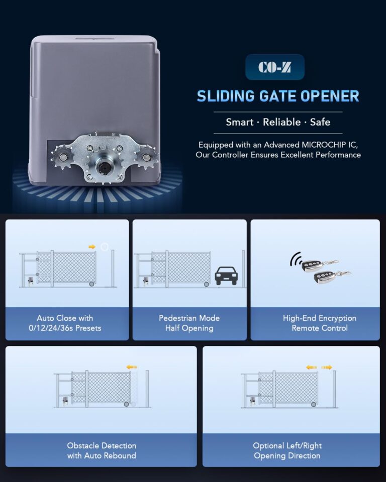 CO-Z 1400lb Sliding Gate Opener Hardware Security System Kit for Sliding Gates Up to 40 Feet, Automatic Gate Opener with Two Remote Controls, Electric Rolling Driveway Slide Gate Motor - Model CG1400 - Image 3