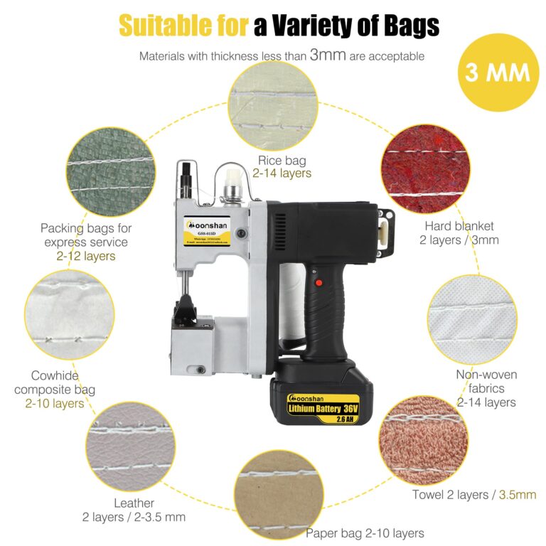 Moonshan Cordless Bag Closing Machine 2s/bag Bag Sewing Machine Cordless Portable Bag Sewer 8.1Lbs Automatic Woven Bag white - Image 6