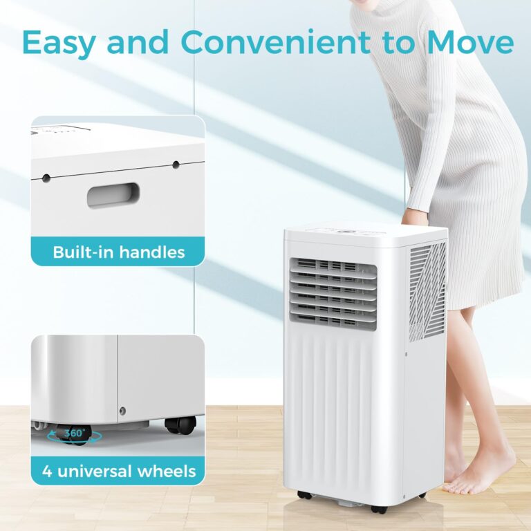 ZAFRO 8,000 BTU Portable Air Conditioners, 4 Modes Portable AC Unit with Fan & Dehumidifier & Sleep Mode with Fast Cooling/Energy Saving/Remote Control/24Hrs Timer/LED Display/Swivel Wheels - Image 2