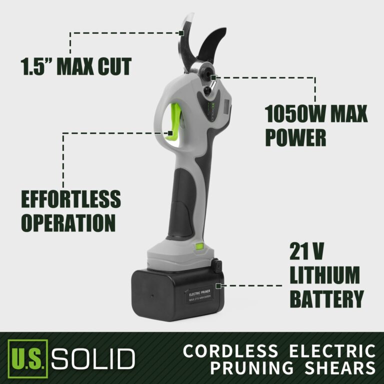 U.S. Solid Cordless Electric Pruning Shear, 9-hour Runtime 2 Lithium Batteries Digital Display Scissor Clipper Cutter Max 1.6 Inch(40 mm) Cut, Charger Gardener Homeowner Tree Shrub Plants Trim Shape - Image 8