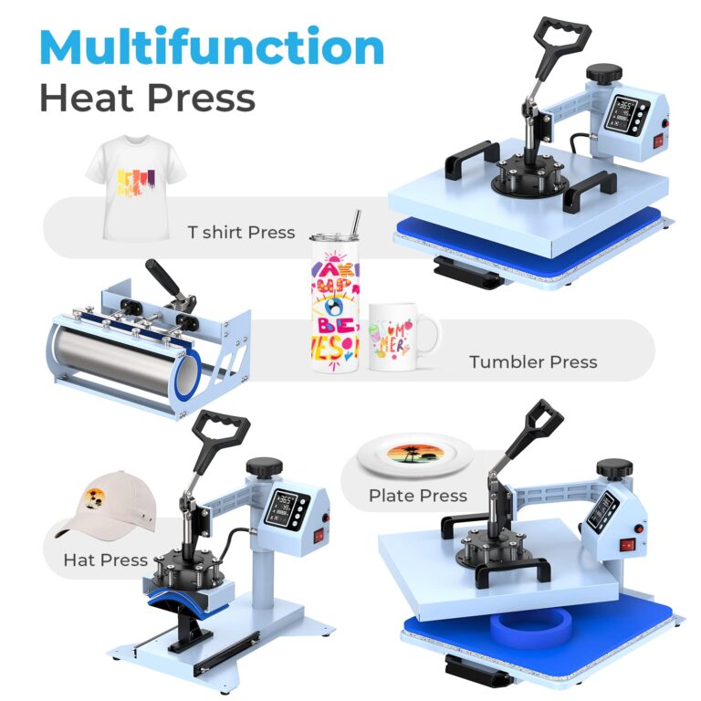 Pro 15x15 Heat Press with 30 OZ Tumbler Attachment, 5in1 Combo Tumbler Heat Press for T-Shirts, Tumblers Glass Cans Mugs Hats, and Plates - Image 5