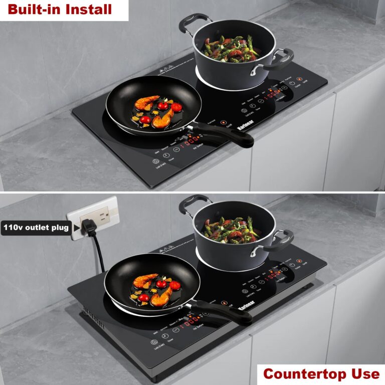 Karinear 2 Burners Electric Cooktop 24 Inch, 110v~120v Countertop and Built-in Elecric Stove Top, Portable Electric Radiant with Outlet Plug, Sensor Touch, Child Safety Lock, Timer(white) - Image 6
