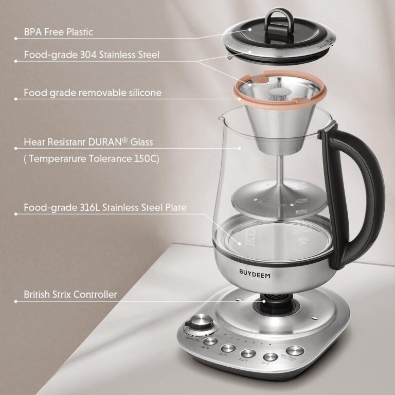 BUYDEEM K176 Tea Maker, Multifunctional Stainless Steel Electric Kettle for Tea and Coffee Brewing, Auto Keep Warm, 5 Flavor Controls, 1.5L - Image 5