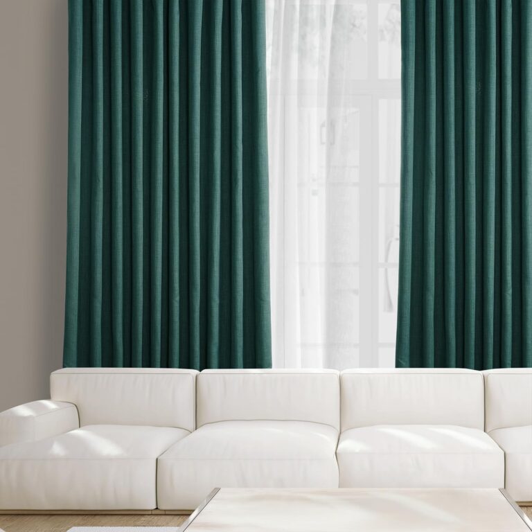 HPD Half Price Drapes - Faux Linen Curtains for Living Room (1 Panel) - 100W X 96L - Extra Wide Textured Room Darkening Curtains for Bedroom 96 Inches Long - Drapes for Home Decor, Slate Teal - Image 10
