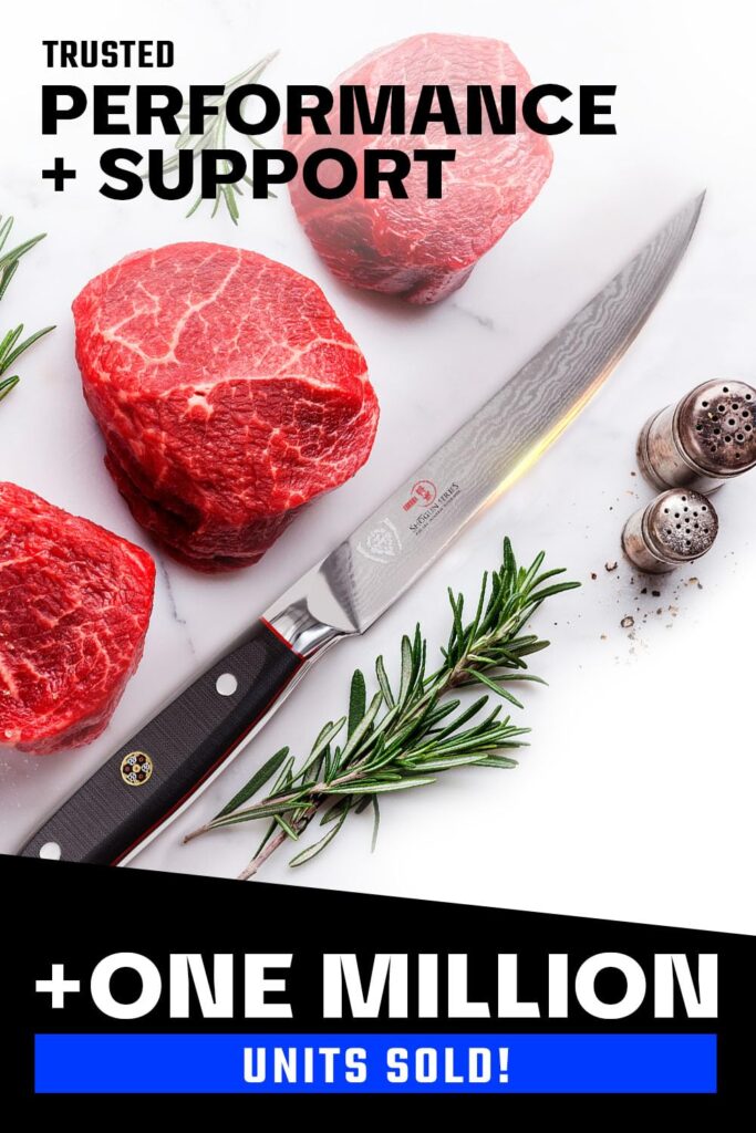 Dalstrong Steak Knives Set -5"-Shogun Series ELITE-Damascus-Japanese AUS-10V Super Steel - 4pc-Razor Sharp Fillet Knives-Table Set-Razor Sharp Kitchen Knife Set-w/Sheaths - Image 4