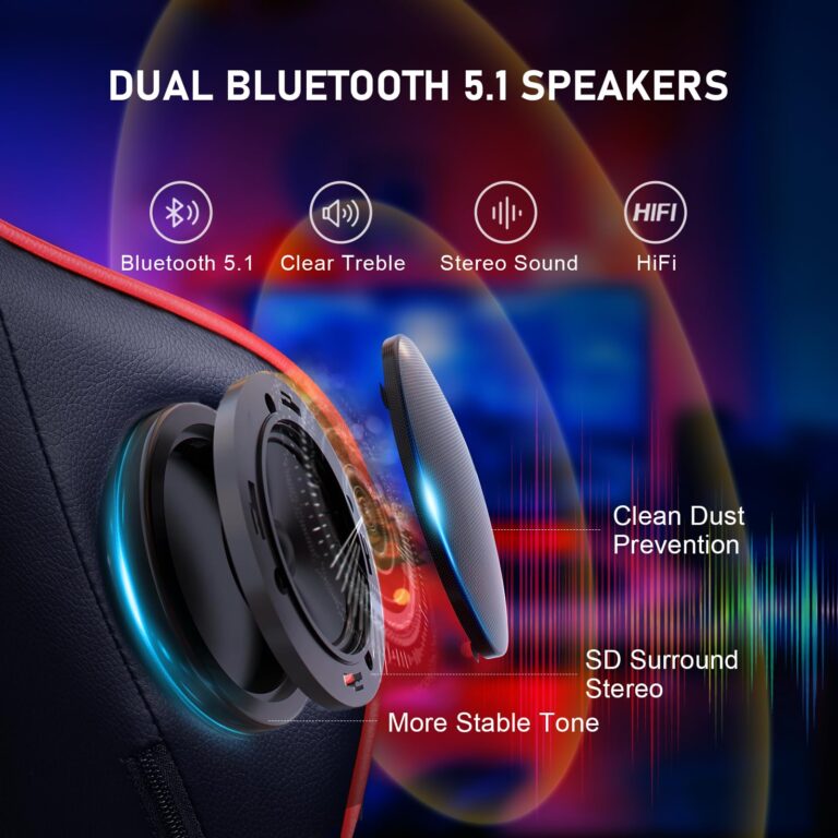 GTRACING Gaming Chair with Footrest Speakers Video Game Chair Bluetooth Music Heavy Duty Ergonomic Computer Office Desk Chair - Image 3