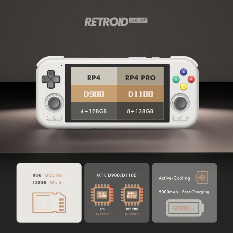 Retroid Pocket 4/4Pro Retro Game Handheld Console, Android Retro Game Console Multiple Emulators Console Handheld 4.7 Inch Display 5000mAh Battery Classic Games Console (RP4 Pro, 16Bit US, D1100) - Image 9