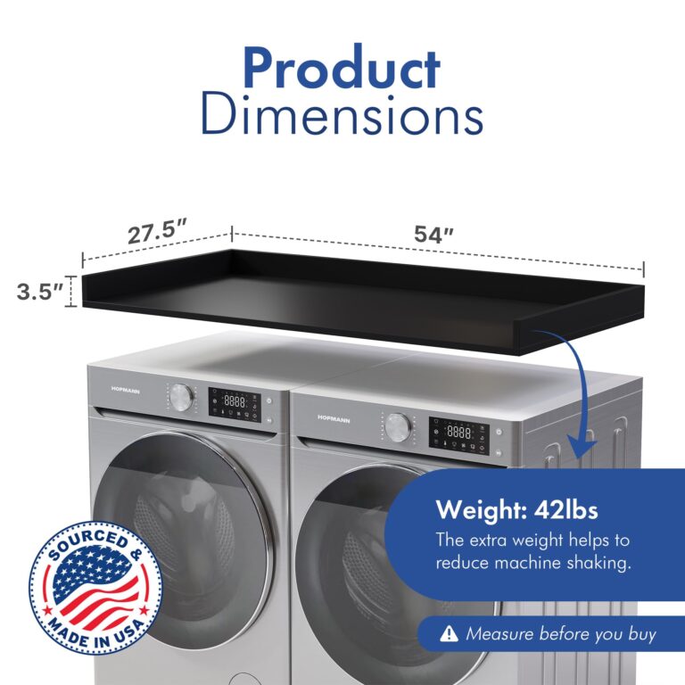 OfficeSimpli Washer Dryer Countertop, Made in USA, Non-Slip Pads, Laundry Room Wood Topper, Washer Dryer Cover for Top, Laundry Guard, Laundry Countertop, Laminate (Black, Standard (27.5" x 54")) - Image 9