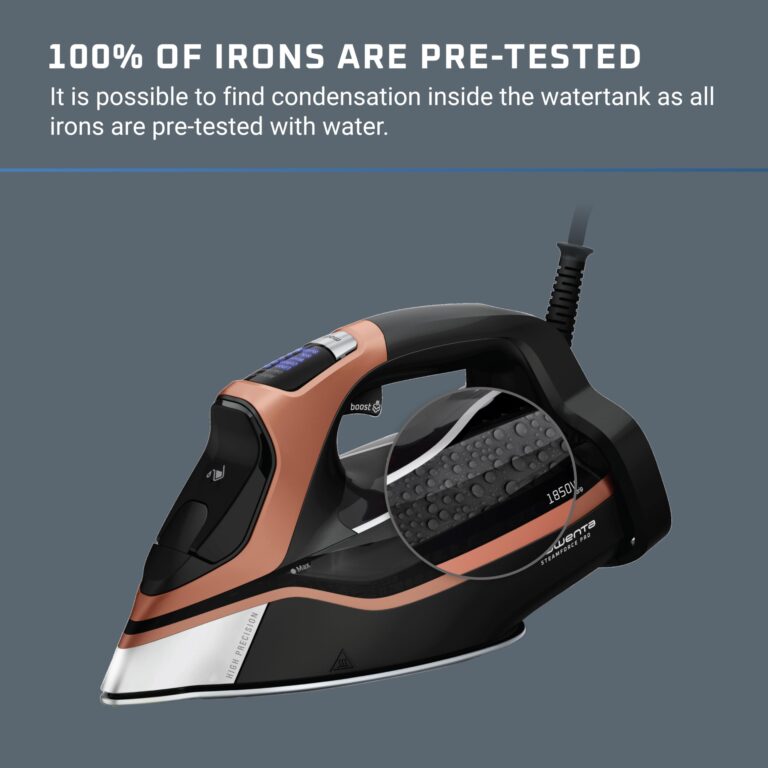 Rowenta Iron, Steam Force Pro Steam Iron for Clothes 1850 watts, 5 presets Smart Screen, Stainless Steel Soleplate, High-Efficiency Handheld Ironing, Black Copper, DW9580 - Image 5