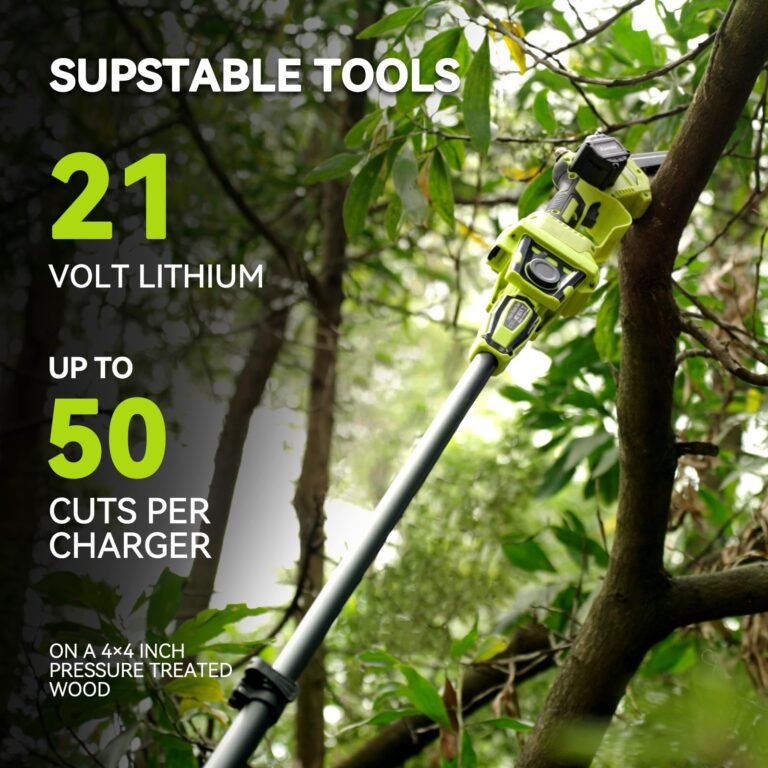 Supstable 2-IN-1 Cordless Pole Saw & Mini Chainsaw w/ Brushless Motor, 2*4.0Ah Battery Powered 6" Electric Telescoping Pole chainsaw 15 Ft Max Reach, Adjustable Head Pole Saw for Tree Trimming Pruning - Image 4