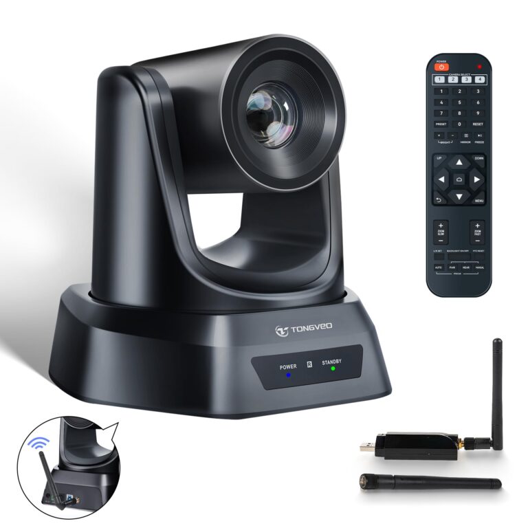 TONGVEO 5.8GHz Wireless Conference Room Webcam, Church Live Streaming 3X USB 1080P 60fps PTZ Camera for Worship Services Online Conference, Works with Zoom, Skype OBS Easy to Set Up