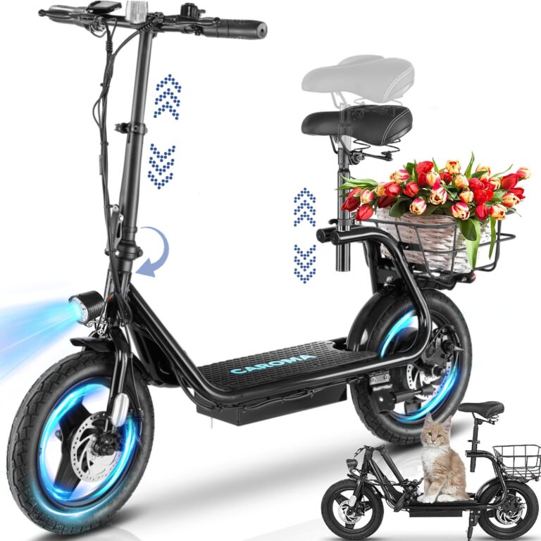Caroma Peak 560W Electric Scooters for Adults, 14" Tire,188Wh Battery, 15Miles Range, 20MPH Top Speed, Adjustable Electric Scooter with Seat, Commuter Ebike for Adults&Teens(Black)