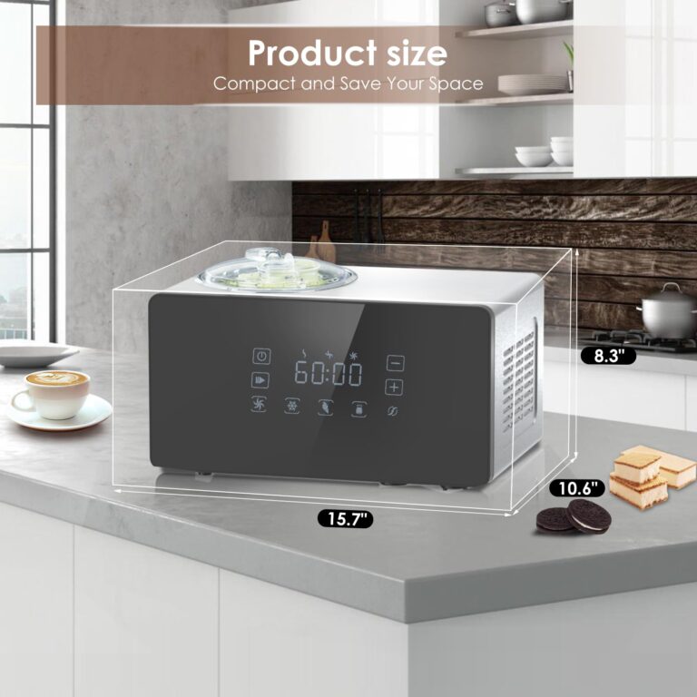 Homtone Ice Cream Maker Fully Automatic with Compressor, 4 Modes, Adjustable softness, Adjusted Speed 1.6 Quart Ice Cream + Yogurt Maker, LCD Touch Screen Homemade Soft & Hard Ice Cream Machine - Image 2