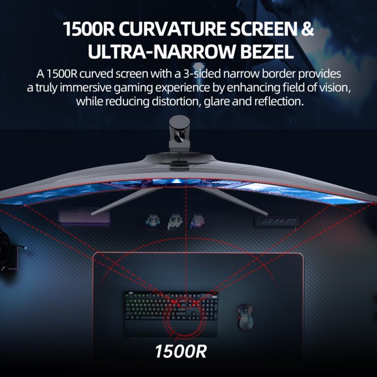 CUNPU 34 Inch UltraWide Curved Gaming Monitor, WQHD 3440x1440p 165Hz Monitor, HVA Panel, 1500R Curvature, sRGB 100%, HDR 300, FREESYNC, Height/Tilt/Swivel Adjustable Stand, HDMI/DisplayPort - Image 6