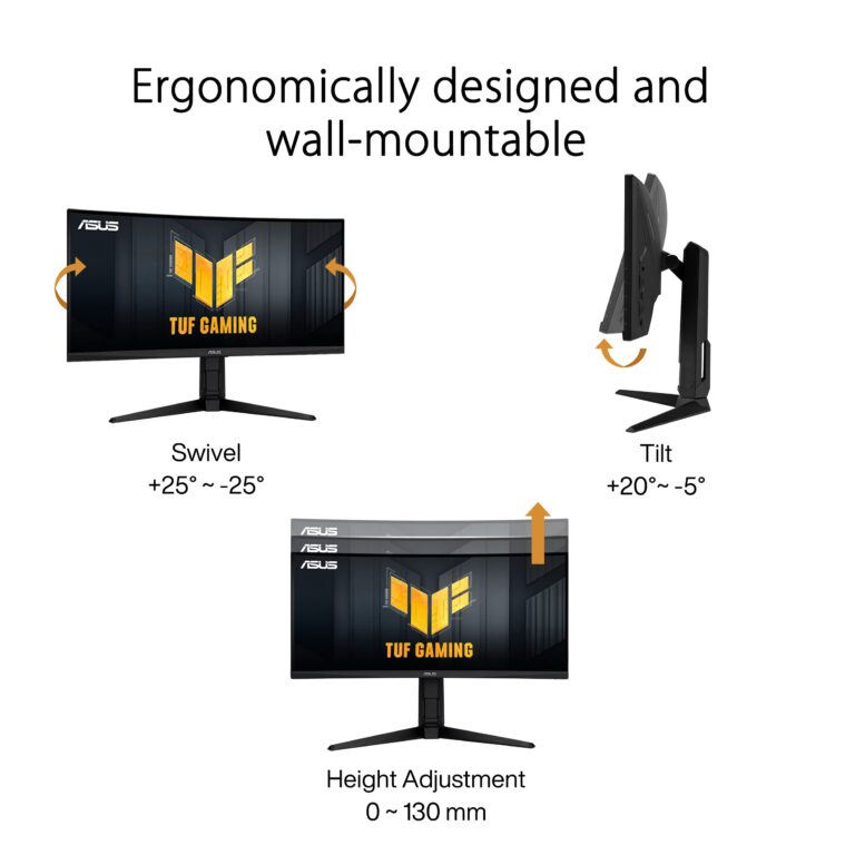 ASUS TUF Gaming 30” 21:9 1080P Ultrawide Curved HDR Monitor (VG30VQL1A) - WFHD (2560 x 1080), 200Hz (Supports 144Hz), 1ms, Extreme Low Motion Blur, FreeSync Premium, Eye Care, DisplayPort, HDMI,Black - Image 11