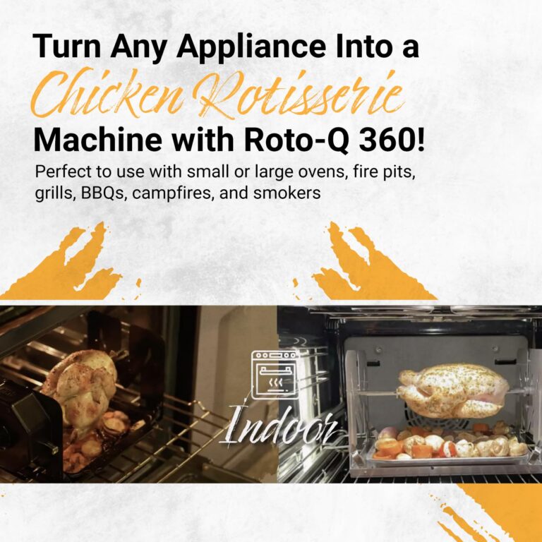 ROTO-Q 360 Stainless Steel Rotisserie Kit - Non-Electric, Wind-Up Spit Roaster with Rotisserie Basket, Flat Cage, Skewer Set, and Cooking Mat for Grills, Ovens, and Smokers - Indoor & Outdoor BBQ Use - Image 4