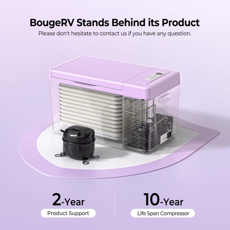 BougeRV Purple 23Quart Portable Refrigerator, 12 Volt Fridge 22L, Portable Freezer Compressor Cooler 12/24V DC 110~240 Volt AC for Truck Van RV Camper -7℉~50℉ - Image 2