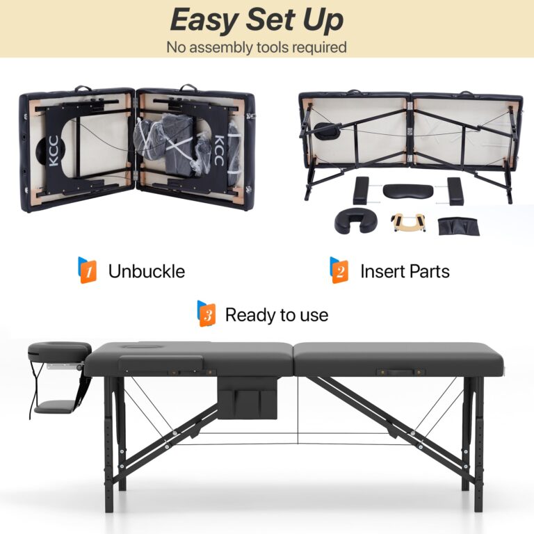 KCC Memory Foam Massage Table Premium Portable Foldable Massage Bed Height Adjustable, 84 Inches Long 28 Inchs Wide Home Salon Spa Bed Tattoo Table with Accessories &Carrying Case, Easy Set Up - Image 5
