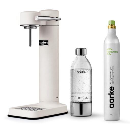 aarke Carbonator lll with CO2 Cylinder, Sparkling & Carbonation Water Machine, Stainless Steel with PET BPA-Free Reusable Bottle Volume 800 mL (Matte White)