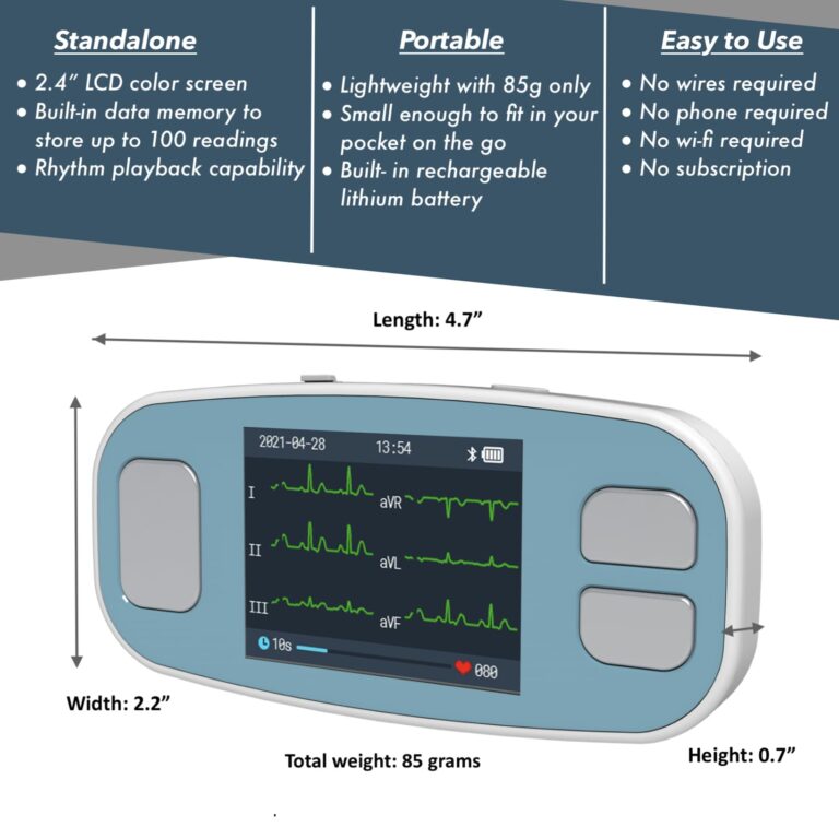 EMAY 6L Portable ECG Monitor | Record ECG and Heart Rate in 6 Channels | Compatible with Smartphone and PC | No Subscription Required - Image 2