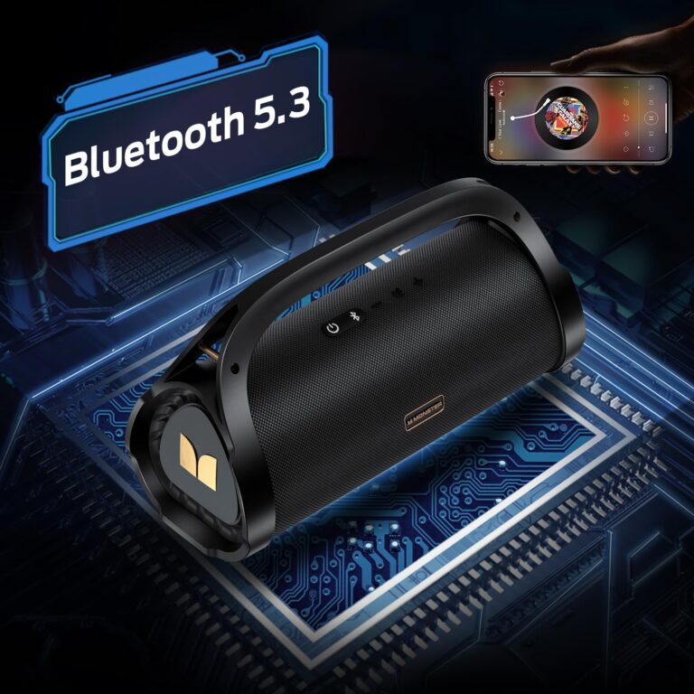 Monster Adventurer Max Bluetooth Speaker with Two Wireless Microphones, IPX7 Waterproof Outdoor Speaker with 100W Powerful Stereo Sound, Portable for Home, Party, Camping, Gold - Image 2